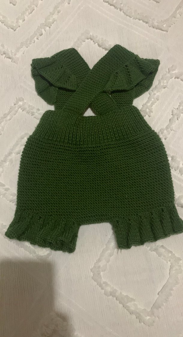 Koyu Yeşil Örgü Bebek Kız Tulum - Görsel 2