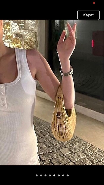  Beden camel Renk Mango rattan çanta