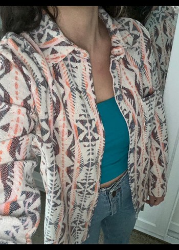 Bohem Tarz Çok Renkli Uzun Kollu Gömlek - Görsel 6