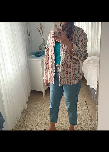 Bohem Tarz Çok Renkli Uzun Kollu Gömlek - Görsel 4