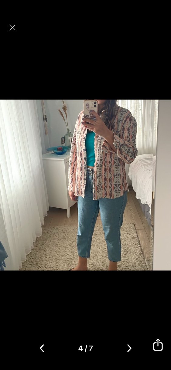 Bohem Tarz Çok Renkli Uzun Kollu Gömlek - Görsel 4