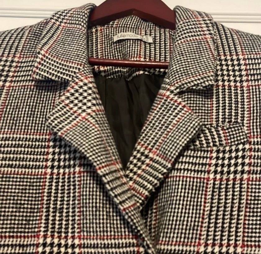 Düğmeli Gri Ekose Midi Kadın Palto - Görsel 3