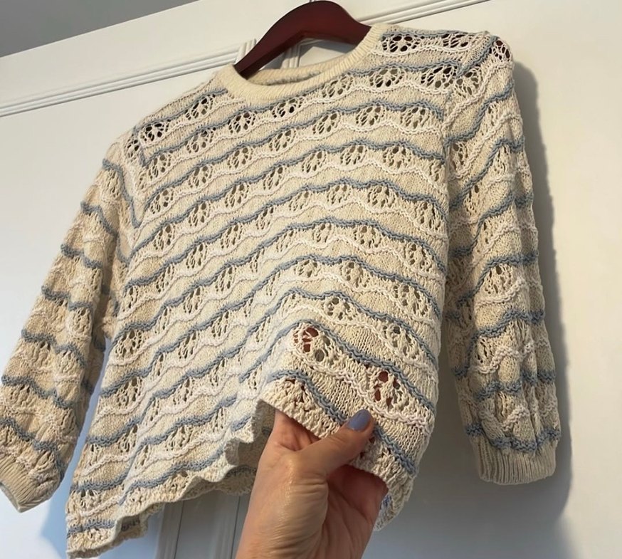 Bej Örgü Bohem Kadın Kazak - Görsel 2