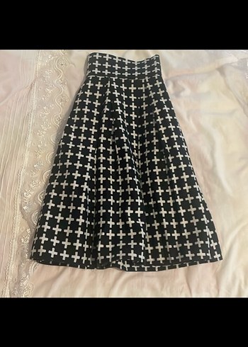 Siyah Kareli Pilili Uzun Midi Etek - Görsel 4