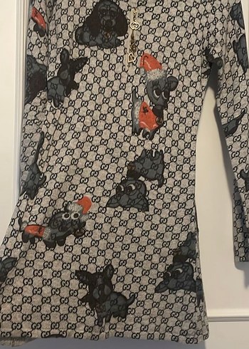 Gri Baskılı Fermuarlı Kedi Kıyafeti - Görsel 5