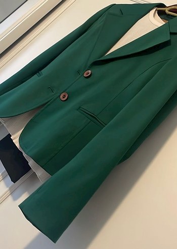 Yeşil Deri Kadın Blazer Ceket - Görsel 2