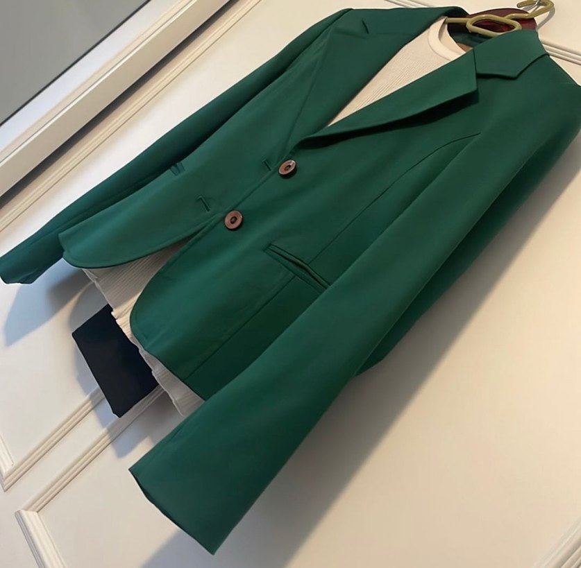 Yeşil Deri Kadın Blazer Ceket - Görsel 2