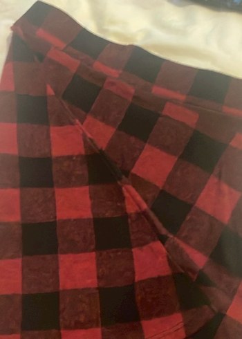 Bordo Kareli Drapeli Midi Kadın Etek - Görsel 3