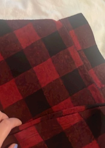 Bordo Kareli Drapeli Midi Kadın Etek - Görsel 2