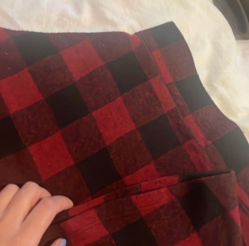 Bordo Kareli Drapeli Midi Kadın Etek - Görsel 2