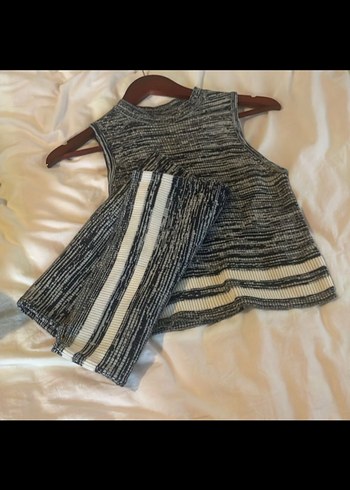 Gri Zebra Desenli Uzun Triko Elbise - Görsel 7