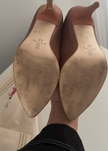 Kahverengi Deri Stiletto Kadın Ayakkabı - Görsel 7