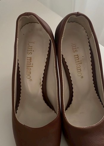 Kahverengi Deri Stiletto Kadın Ayakkabı - Görsel 4