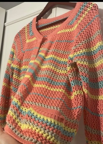 Kız Çocuk Renkli Örgü Hırka - Görsel 2