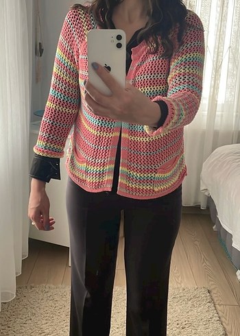 Kız Çocuk Renkli Örgü Hırka - Görsel 7