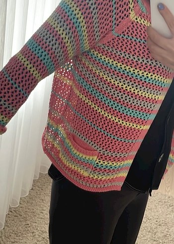 Kız Çocuk Renkli Örgü Hırka - Görsel 5