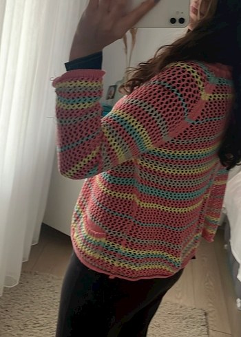 Kız Çocuk Renkli Örgü Hırka - Görsel 6