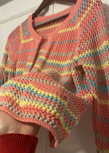 Kız Çocuk Renkli Örgü Hırka - Görsel 3