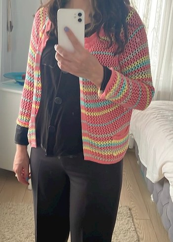 Kız Çocuk Renkli Örgü Hırka - Görsel 4