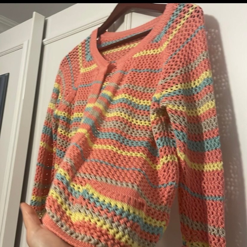 Kız Çocuk Renkli Örgü Hırka - Görsel 2