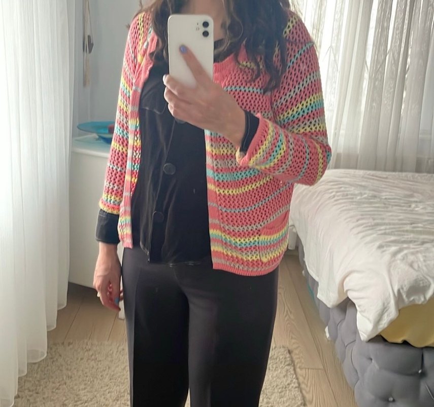 Kız Çocuk Renkli Örgü Hırka - Görsel 4