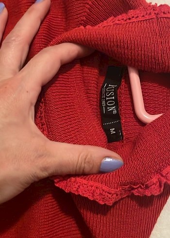 Kırmızı Fırfırlı Balıkçı Yaka Kazak - Görsel 5