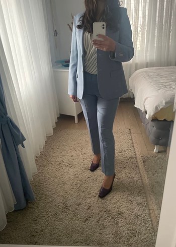 Açık mavi kadın Ceket, Klasik Kesim, Düğmeli - Görsel 8