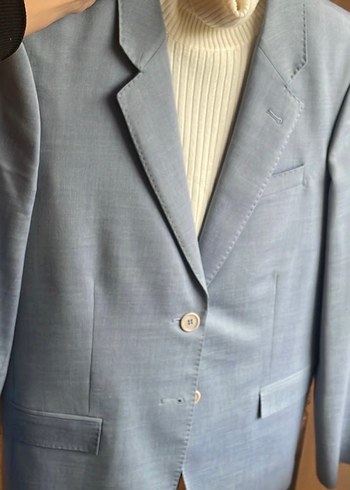 Açık mavi kadın Ceket, Klasik Kesim, Düğmeli - Görsel 4