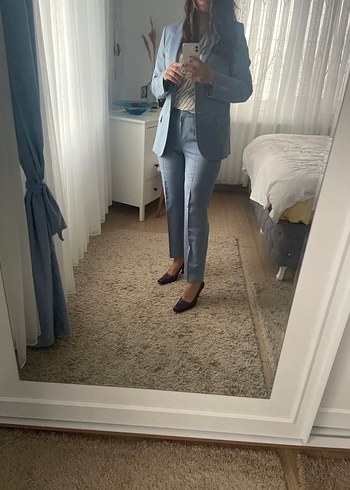 Açık mavi kadın Ceket, Klasik Kesim, Düğmeli - Görsel 7