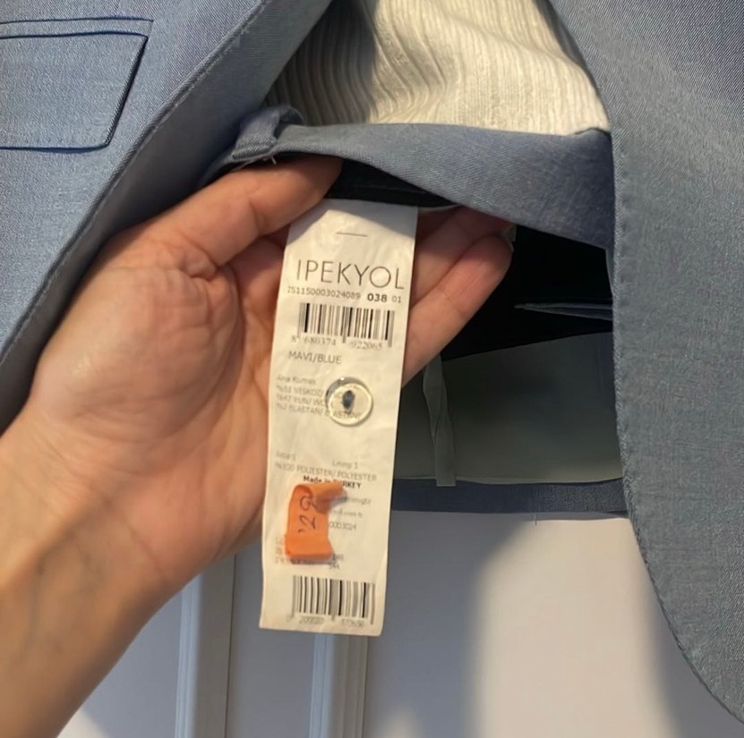 Açık mavi kadın Ceket, Klasik Kesim, Düğmeli - Görsel 3