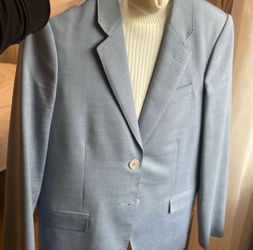 Açık mavi kadın Ceket, Klasik Kesim, Düğmeli - Görsel 4