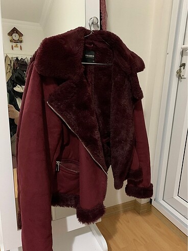Pull and bear kırmızı biker ceket