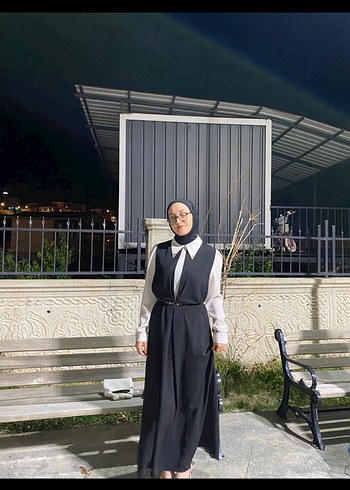 Siyah Drapeli Tesettür Elbise Özel Gün - Görsel 2