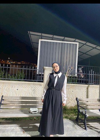 Siyah Drapeli Tesettür Elbise Özel Gün - Görsel 3