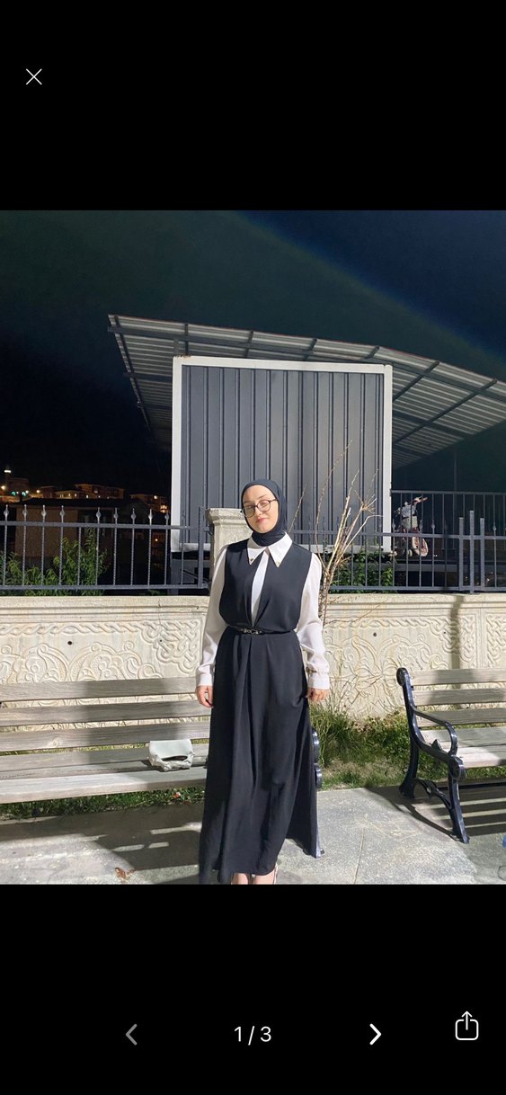 Siyah Drapeli Tesettür Elbise Özel Gün - Görsel 2