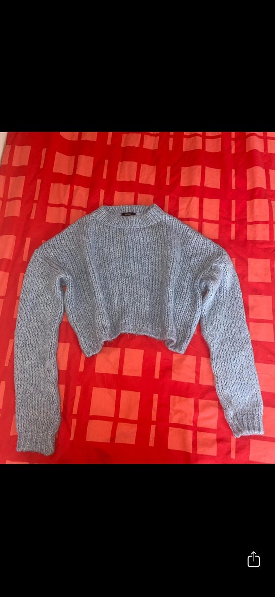 Addax Mavi Örgü Kadın Yün Kazak - Görsel 2