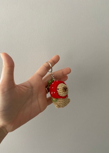 Diğer Çilek kostümlü capybara Anahtarlık