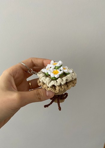 Örgü Çiçekli Anahtarlık