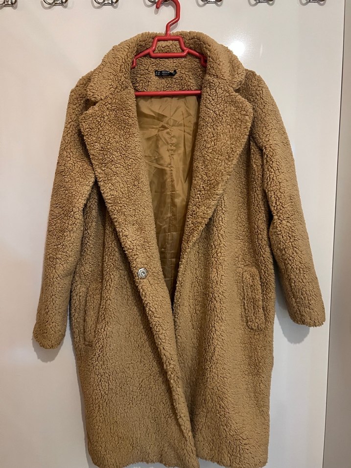 Kahverengi Midi Kadın Kürk Detaylı Kaban - Görsel 3