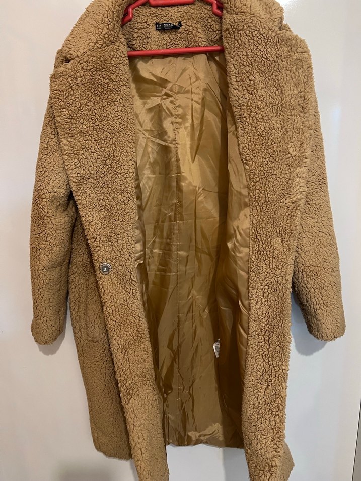 Kahverengi Midi Kadın Kürk Detaylı Kaban - Görsel 4