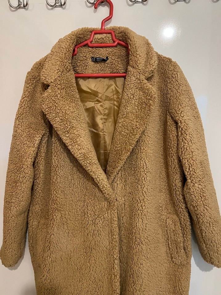 Kahverengi Midi Kadın Kürk Detaylı Kaban - Görsel 2