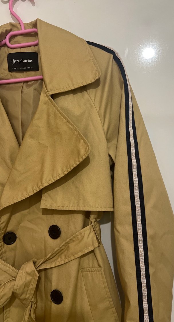 Bej Kuşaklı Midi Trençkot - Görsel 2