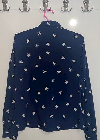 Uzun Kollu Mavi Yıldız Desenli Gömlek - Görsel 3