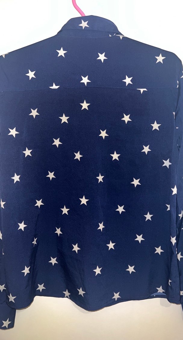 Uzun Kollu Mavi Yıldız Desenli Gömlek - Görsel 4