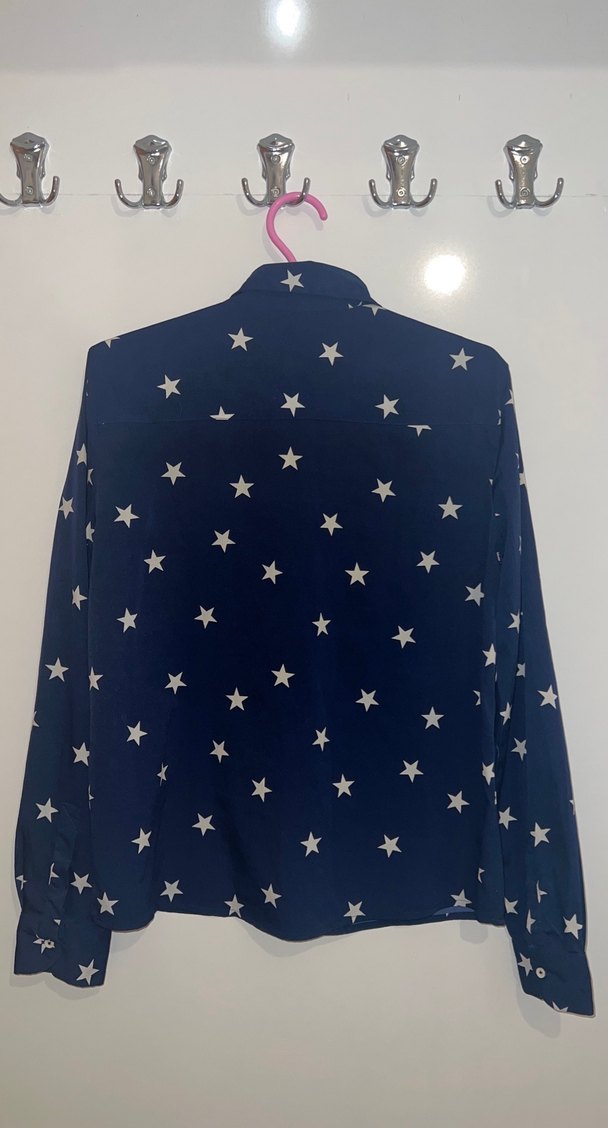 Uzun Kollu Mavi Yıldız Desenli Gömlek - Görsel 3