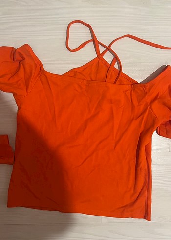 Uzun Kollu V Yaka Turuncu Kadın Bluz - Görsel 8