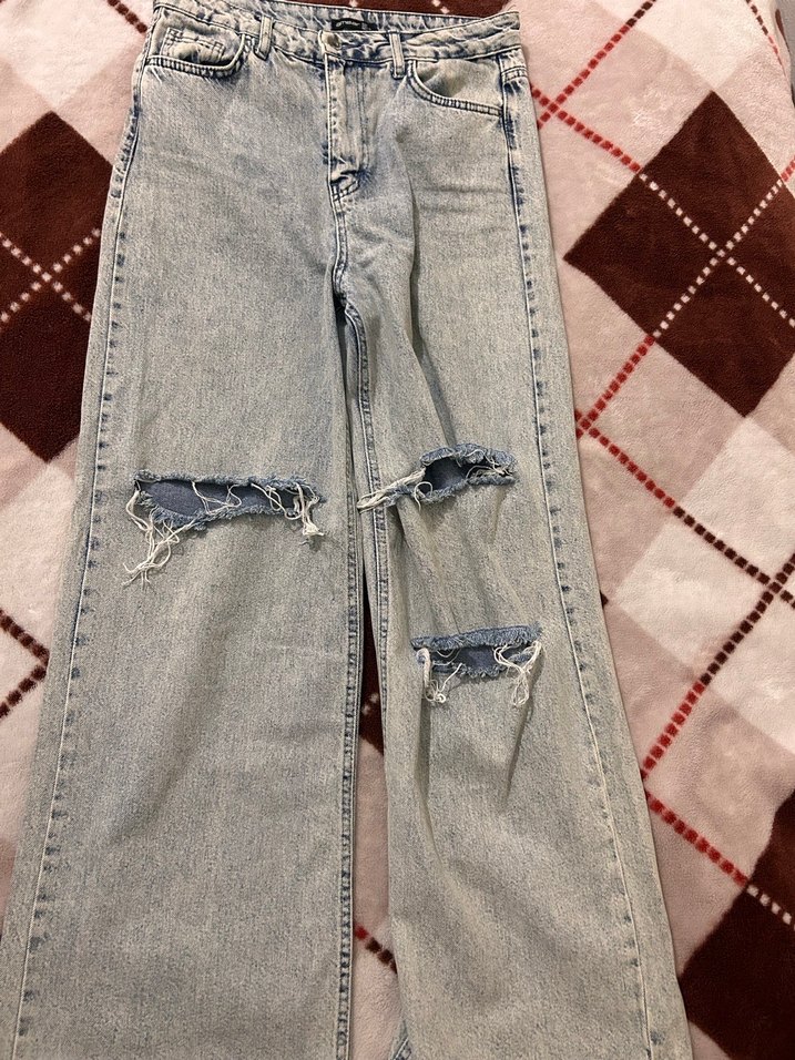 Gri Pilili Kadın Midi Denim Pantolon - Görsel 2