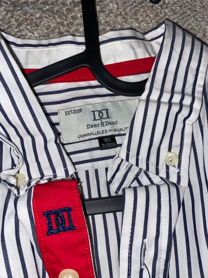 Çizgili Uzun Kollu Pamuklu Gömlek - Görsel 3