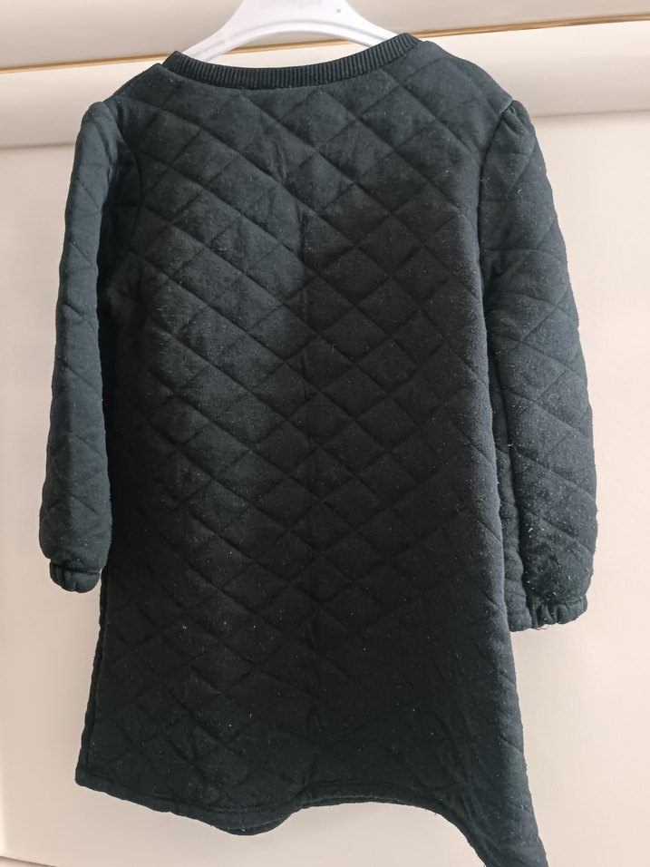 Siyah Nakışlı Uzun Kollu Kız Elbisesi - Görsel 2