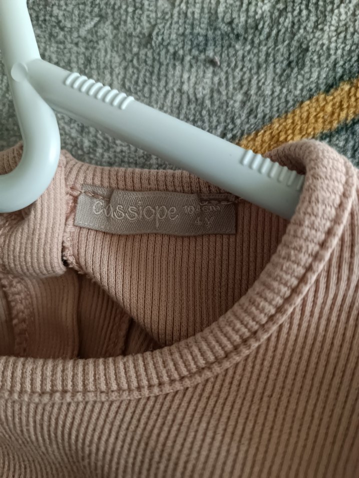 Kız Çocuk Uzun Kollu Pudra renk Elbise - Görsel 3